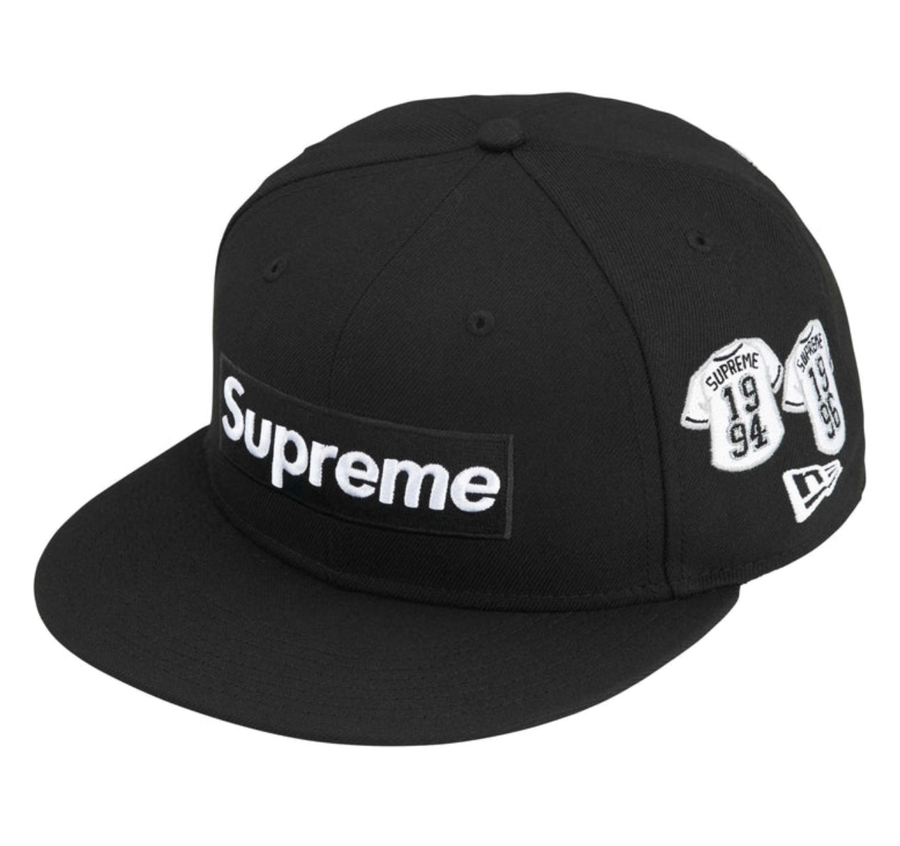 SUPREME JERSEYS BOX LOGO NEW ERA FITTED HAT BLACK